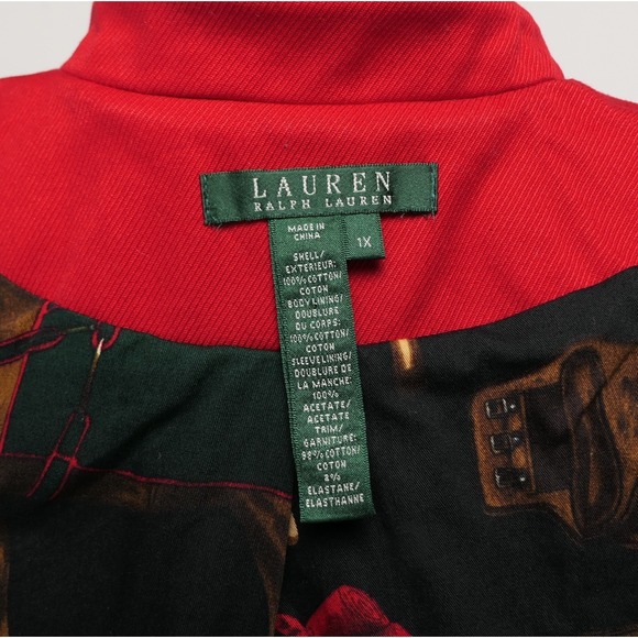 NEW! VTG Ralph Lauren Equestrian Riding Barn Coat Women's 1X Red Cotton Corduroy - Picture 13 of 15